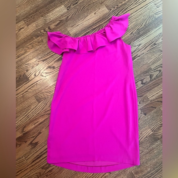 Trina Turk Wright One-Shoulder Sheath Dress – Fuchsia – Size 14 - Picture 8 of 9